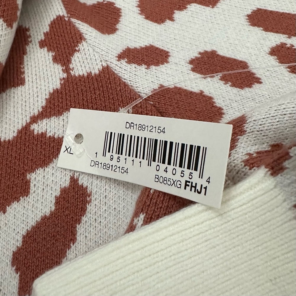 NEW DAILY RITUAL SZ XL CREAM TAN LEOPARD PRINT CREW NECK PULLOVER SWEATER - Picture 8 of 8